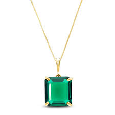 Floating emerald pendant necklace in 14kt yellow gold. Octagon Cut Lab Grown Emerald Pendant Necklace 4 5 Ct In 9ct Gold 5780y Qp Jewellers