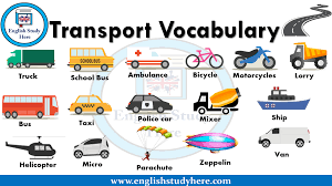 Transport Vocabulary In English Transportation Names Truck School Bus Ambulance Bicycle Motorcycles Lorry Bus Ta English Study English Vocabulary Vocabulary