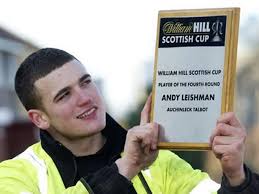 Auchinleck Talbot shotstopper Andy Leishman pinching himself after landing  Scottish Cup player of the round award