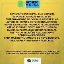 Novas medidas contra o coronavírus. Prefeitura Municipal De Chapada Da Natividade Restaurando Preservando E Construindo Historia