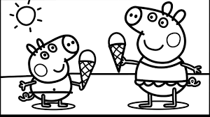Printable peppa pig coloring pages include 25 different designs with peppa pig game. Peppa Pig Eating Ice Cream Coloring Pages Learn Colors With Peppa Pig Youtube