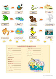 animals and their homes english esl worksheets