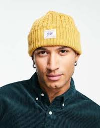 Deus Ex Machina joe cable knit beanie in yellow