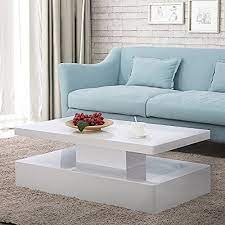 White/acorn medium round marble coffee table picture your weekends lounging on the couch picture your weekends lounging on the couch catching up on your favorite tv show, with all your snacks sprawled across this stylish coffee table. Mecor Modern Glossy White Coffee Table W Led Lighting Contemporary Rectangle Design Living Room Furniture Walmart Com Walmart Com