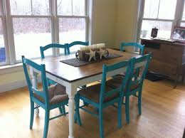 Refinish Dining Room Table With Beach Theme The Table Used To Be All Black Primed Legs And Paint Country Style Kitchen Kitchen Redesign Refurbished Furniture