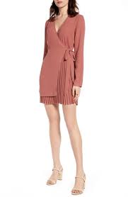 Free Shipping And Returns On Na Kd Pleated Detail Long Sleeve Wrap Dress At Nordstrom Com A Pleated Sk In 2020 Long Sleeve Wrap Dress Fashion Clothes Women Wrap Dress