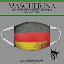 Le bandiere realizzate in poliestere nautico sono adatte ad essere esposte. Mascherina Germania Bandiera Beedifferent