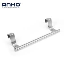 Over the door towel rack with 6 peg hooks for kitchen storage. Stainless Steel Over Door Towel Rack Hanging Bar Holder Kitchen Bathroom Shelf