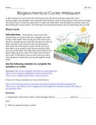 Name the step in a biogeochemical cycle: Biogeochemical Cycles Webquest