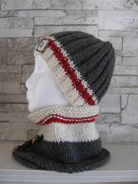 Ensemble Pour Homme Tuque Et Collet Points Employe Cote 2 2 2 Mailles Endroit 2 Mailles Envers Sur Le 2ieme Ran Loom Knit Hat Hat Pattern Crochet Hats