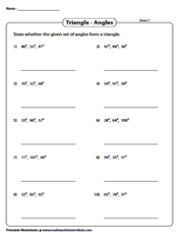 Triangles interactive and downloadable worksheet. Angle Sum Property And Exterior Angle Theorem Triangle Worksheets