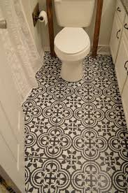 Diy Painted Linoleum Floor Using Chalk Paints Stencil And Polycrylic Sealant Painted Bathroom Floors Diy Flooring Linoleum Flooring