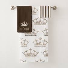 Brown Patterns And Crown Bath Towel Set Zazzle Com Bath Towel Sets Towel Set Gift Towel Set