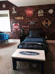 Boys wallpaper will give you a world of choice from astronauts to dinosaurs. Boys Automotive Themed Room Vintage Boysroom Teenroom Cars Mustang Ford Signs Cutabovetherust Boy Bedroom Design Boys Room Decor Teenager Bedroom Boy