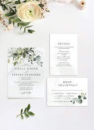 Greenery Wedding Invitations Printable Wedding Invitations Wedding Invitation Templates