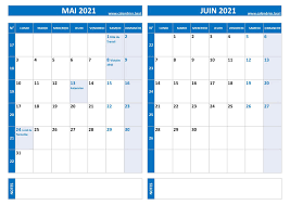 Calendrier du mois de juin 2021 à télécharger, modifier et à imprimer gratuitement, en format image, pdf et excel. Calendrier Mai Et Juin 2021 A Imprimer Calendrier Best