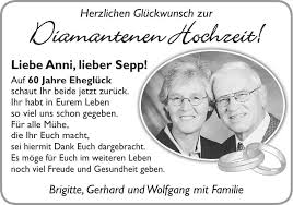 Wunderbare vorlagen für jedes vorhaben (wir wir haben einladungen für unsere diamantene hochzeit bestellt und weil geburtstag, hochzeitstag jubiläum als 3d geburtstagskarte, glückwunschkarte, diamantenen hochzeit. Grussanzeige Familienanzeigen Herzliche Anzeigen Idowa Markt