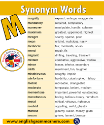 English Synonym Vocabulary List Synonym Words Start With M In English Magnify Expand Enlarge Exaggerate Ma English Grammar English Words Learn English Words