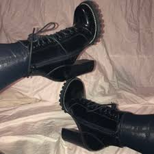 A heeled bootie with thick tread on the bottom is the secret to looking super fashionable in the snow without slipping and eating sh*t on the ice. Legion High Heel Boot Jeffrey Campbell Note This Depop