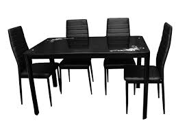 Kitchen & dining room chairs : Zena Metal And Glass Dining Table Set With 4 Chairs Black 130 Cm X 80 Cm X 74 Cm Buy Online At Best Price In Uae Amazon Ae