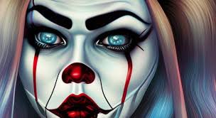harley quinn hush pennywise bloody metallic portrait