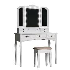 Venus hollywood makeup mirror with sensor touch dimmer + 2 drawers vera vanity table. Makeup Vanity Set Furniture The Home Depot