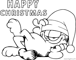 Printable garfield coloring pages to kids. Garfield Says Happy Christmas Coloring Page Coloringall