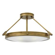 They have a compact profile that makes the most of available space and avoids taller people hitting their head. Collier Medium Semi Flush Ceiling Light Heritage Brass Moonlight Design