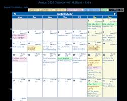 Top current affairs of the day: August 2020 Calendar With Holidays India