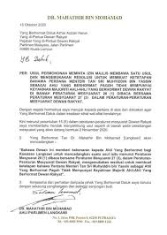 7 september 2017 11:02 diperbarui: Mahathir Hantar Surat Mohon Usul Undi Tidak Percaya Kosmo Digital