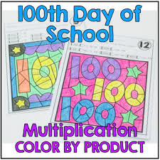 Multiplication basic facts worksheets (no theme)  50 questions   100 questions . Color By Number Multiplication 100 Days Of School Math Worksheets 100th Day