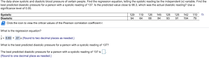 Solved The Data Show Systolic And Diastolic Blood Pressur