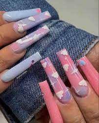 Aesthetic Cloud Nails Drip Nails Glow Nails Long Acrylic Nails