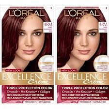 So, the first color is a classic dark mahogany brown. Buy L Oreal Paris Excellence Creme Permanent Hair Color 4rm Dark Mahogany Red 100 Percent Gray Coverage Hair Dye Pack Of 2 Online In Germany B07d9xz1n3