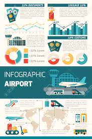 airport infographics set with travel symbols and charts vector