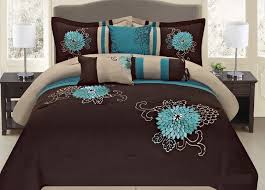 Sleepbella king size comforter set, turquoise, golden yellow, and dark blue bohemian pattern printed on white reversible design, soft microfiber inner fill duvet sets, 3pc down alternative bedding set. Goldenlinens Brown Turquoise Grey Yellow Western Style 7 Pcs Embroidery Comforter Set King Buy Online In Maldives At Maldives Desertcart Com Productid 17349155