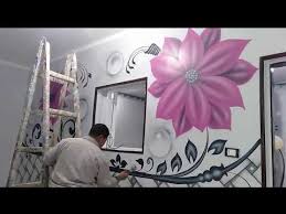طريقة رسم ديكور وردة روز على ارضية رصاصى سهلة جدا Youtube Wall Design Home Decor Decals Home Decor