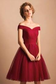 Rotes Hochzeitskleid Elegant A Linie Off Schulter Rot Knielang Kleider Aus Tull Knielange Kleider Rotes Kleid Kurz Festliche Kleider Knielang