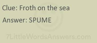 This crossword clue places to grab a beer? Froth On The Sea 7 Little Words Bonus 7littlewordsanswers Com