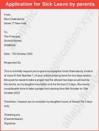 I will be joining back on 15th. Best 10 Application For Sick Leave In English For Class 6 New Format How To Write A Letter For Sick Leave