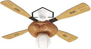 Cheap flush ceiling lights are especially useful in rooms with low ceiling clearance, allowing you to customize your space with varieties of styles such contemporary or traditional, and finishes. Hunter 23252 Baseball 44 Inch Single Light 4 Blade Ceiling Fan Leather Look Mitt Base With 4 Pine Aluminum Blades And Baseball Light Amazon Com