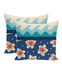 Blue Hang Ten Throw Pillow Set Of Two Floral Throw Pillows Blue Outdoor Pillows Orange Outdoor Pillows