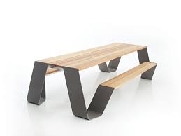Picnic Table With Integrated Benches Hopper Collection By Extremis Design Dirk Wynants Furniture Picnic Table Outdoor Furniture