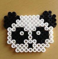 Perler Bead Panda Face Keychain Perler Bead Art Hama Beads Design Hama Beads Animals