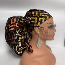 2XL JUMBO PONY SCRUB Cap, Melanin Colors Ankara Fabric Surgical Nursing Hat  Satin Lining Option for Extra Long/thick Hair/locs