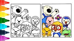 The series revolves around the adventures of.in this learning cartoon five surprise eggs will help kids learn colors. Pororo The Little Penguin Coloring Page Pororo Friends Art Colours For Kids Youtube