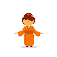 What you want is a couple of lines that evoke the memory of clothing, more than realistic detailing. Asian Woman Cartoon Character Wearing Traditional Clothes Kimono Isolated Over White Background Flat Vector Illustration Tasmeemme Com