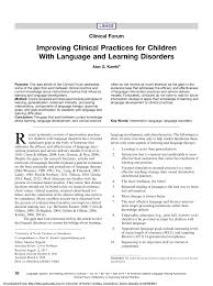 Pdf Improving Clinical Practices For Children With Language