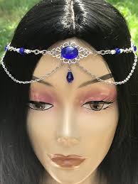 Glass Cats Eye Beaded Circlet Fantasy Midieval Cosplay Head Piece Elven  LARP Head Chain Jewelry Crown Belfry Studios