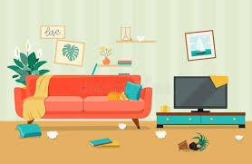 ✓ free for commercial use ✓ high quality images. Messy Living Room Interior With Television And Chair Stock Illustration Illustration Of Furniture Disorganized 182233397